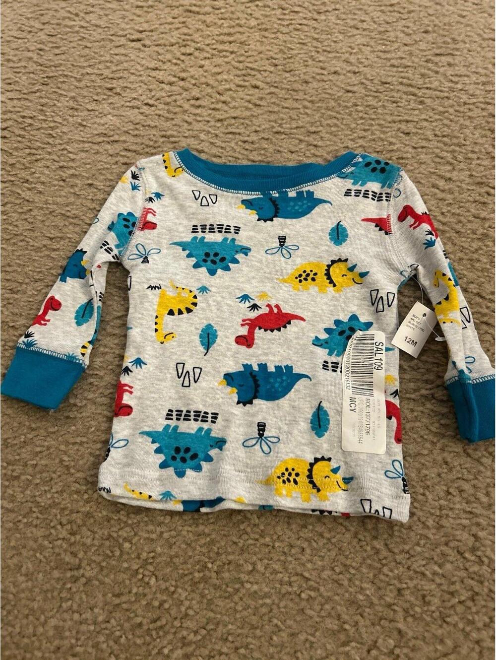 C319 boy dinasour pijama top 12m new unused